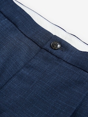 Navy Blue Slim Fit Textured Side Adjuster Trousers - Image 7 of 9