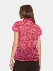 Saint Tropez Pink Lilja Short Sleeve Ruffle Blouse - Image 2 of 5