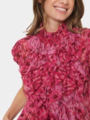 Saint Tropez Pink Lilja Short Sleeve Ruffle Blouse - Image 3 of 5