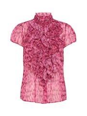 Saint Tropez Pink Lilja Short Sleeve Ruffle Blouse - Image 4 of 5