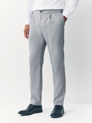 Grey Slim Fit Textured Side Adjuster Trousers - Image 1 of 12