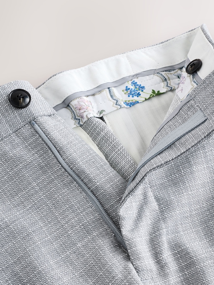 Grey Slim Fit Textured Side Adjuster Trousers - Image 12 of 12