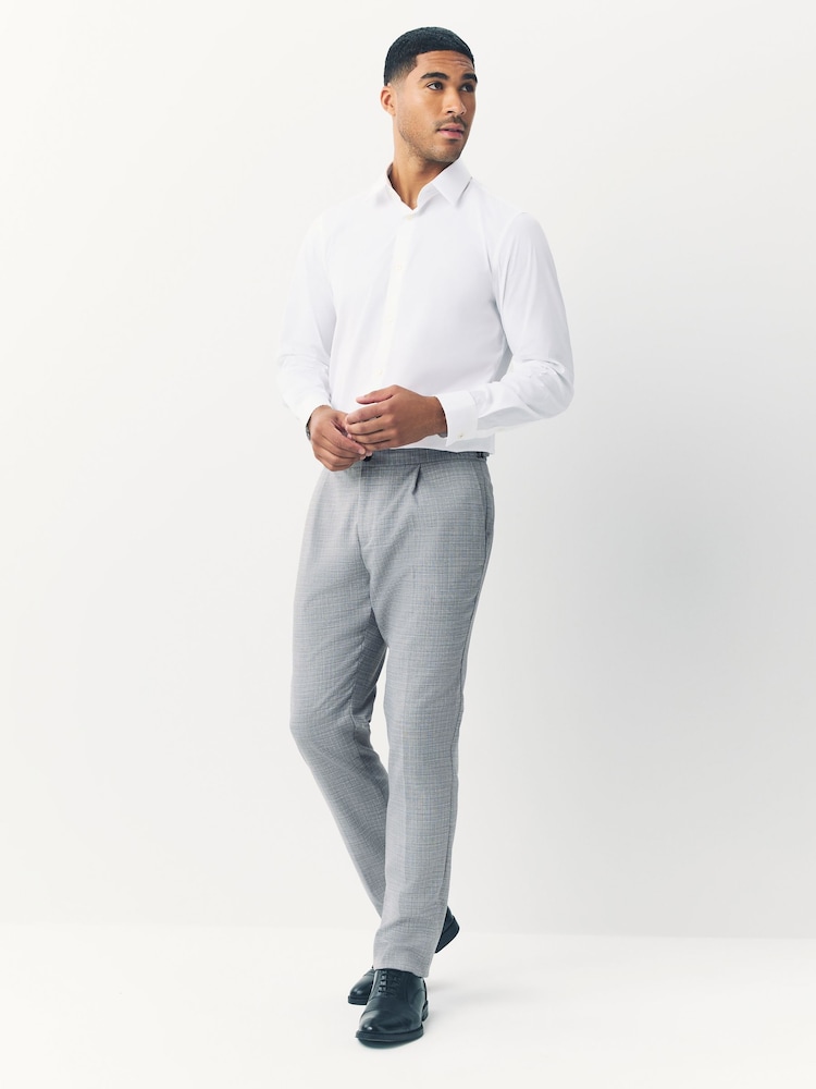 Grey Slim Fit Textured Side Adjuster Trousers - Image 2 of 12
