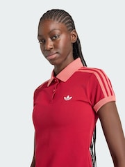 adidas Originals Red 3-Stripes Polo Shirt - Image 1 of 5