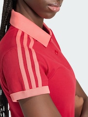 adidas Originals Red 3-Stripes Polo Shirt - Image 4 of 5
