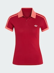 adidas Originals Red 3-Stripes Polo Shirt - Image 5 of 5