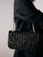 Black Beaded Shoulder Bag - Image 2 of 7