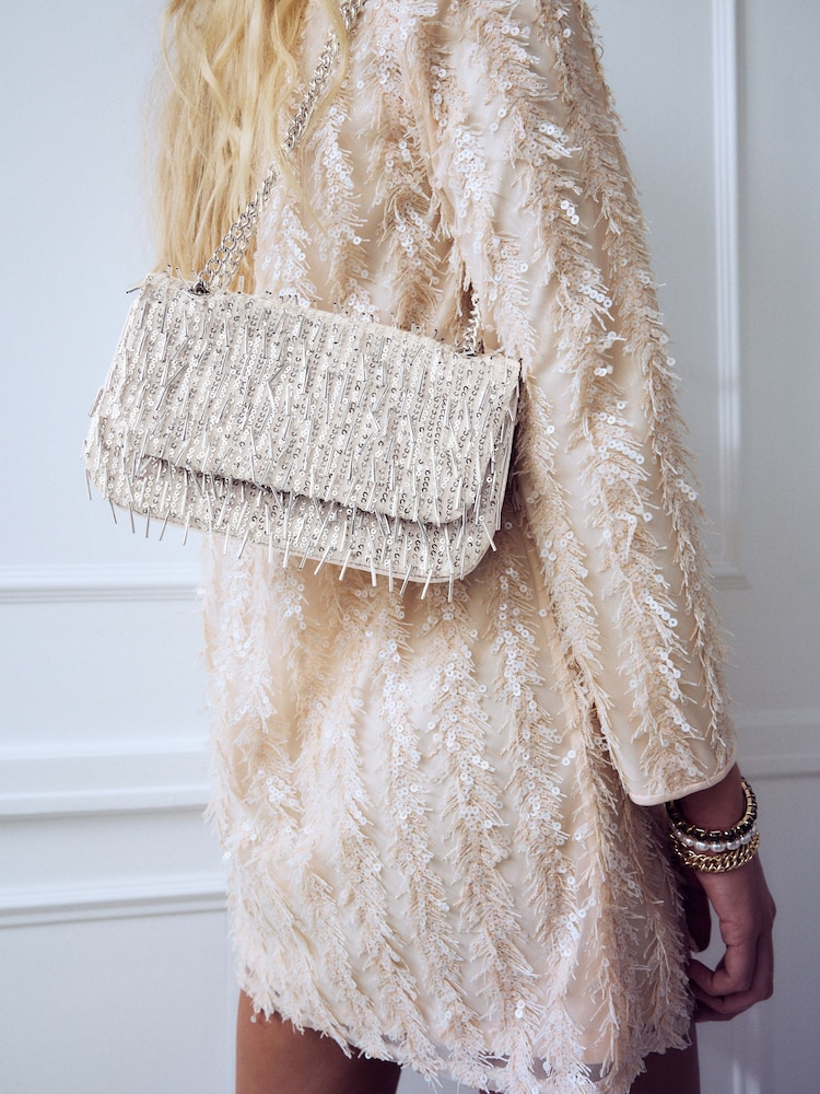 Silver Beaded Shoulder Bag - Image 2 of 9