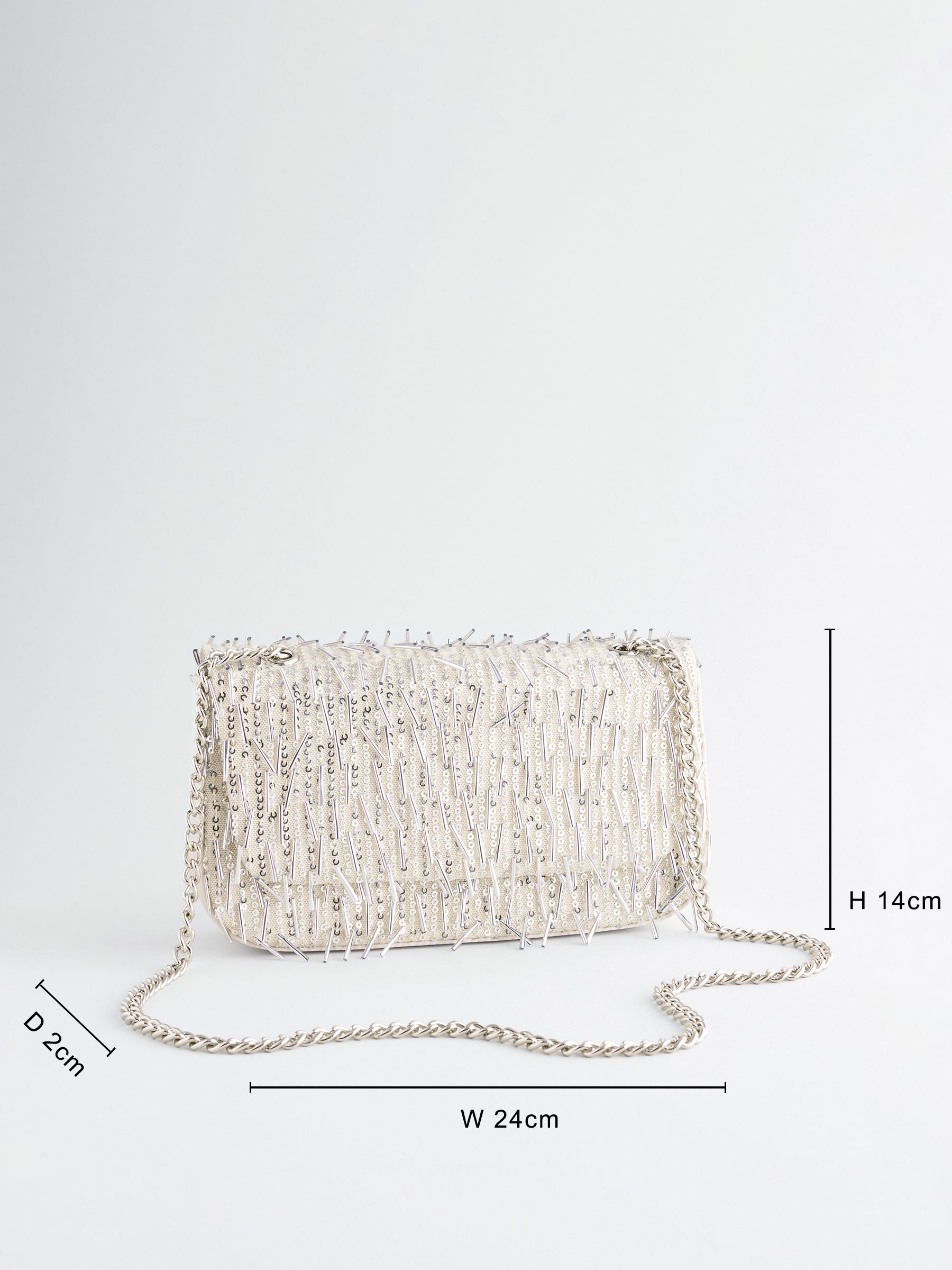 Buy Silver Beaded Shoulder Bag from the Next UK online shop