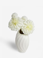 White Artificial Dahila Arrangement In Ceramic Pleated Vase - Image 3 of 3