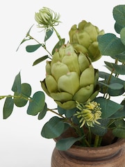 Green Artificial Artichoke Arrangement In Decorative Pot - Image 4 of 5