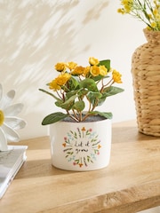 Yellow Artificial Flower In Ceramic Sentiment Pot - Image 1 of 4