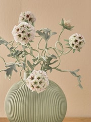 White/Pink Artificial Scabiosa Plant In Textured Ceramic Pot - Image 2 of 4