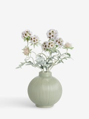 White/Pink Artificial Scabiosa Plant In Textured Ceramic Pot - Image 3 of 4