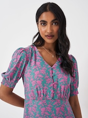 Crew Clothing Green Fleur Tea Dress - Image 4 of 5