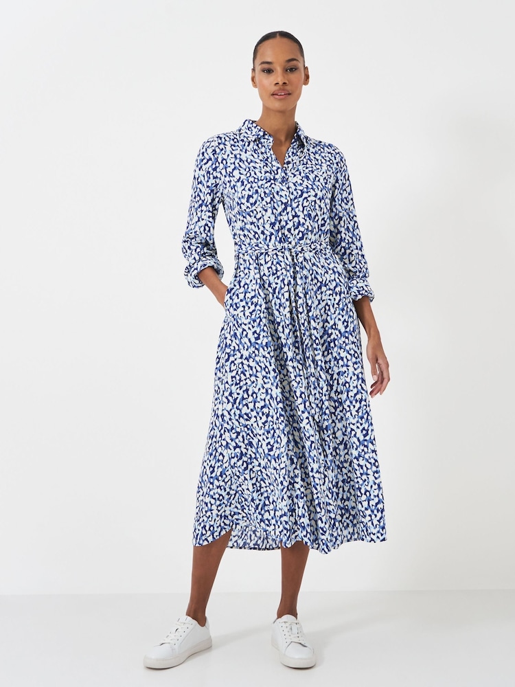 Crew Clothing Blue White Sienna Tie Waist Shirt Dress - Image 1 of 5