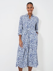 Crew Clothing Blue White Sienna Tie Waist Shirt Dress - Image 3 of 5