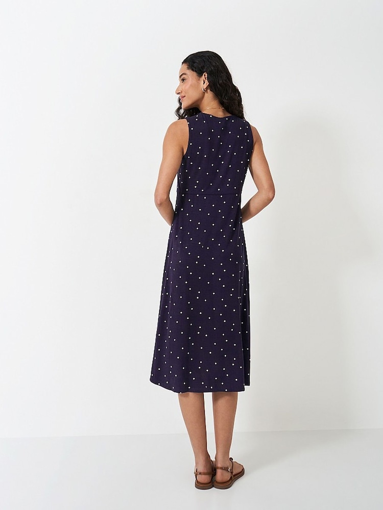 Crew Clothing Company Blue Alyssa Sleeveless Button Through Dress - Image 2 of 5