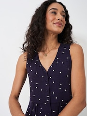 Crew Clothing Company Blue Alyssa Sleeveless Button Through Dress - Image 3 of 5