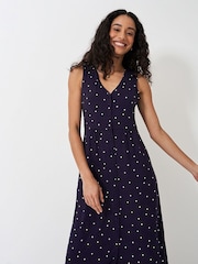 Crew Clothing Company Blue Alyssa Sleeveless Button Through Dress - Image 5 of 5