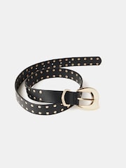 Mint Velvet Black Leather Chunky Studded Belt - Image 3 of 3