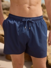 Navy Blue Seersucker Swim Shorts - Image 1 of 12