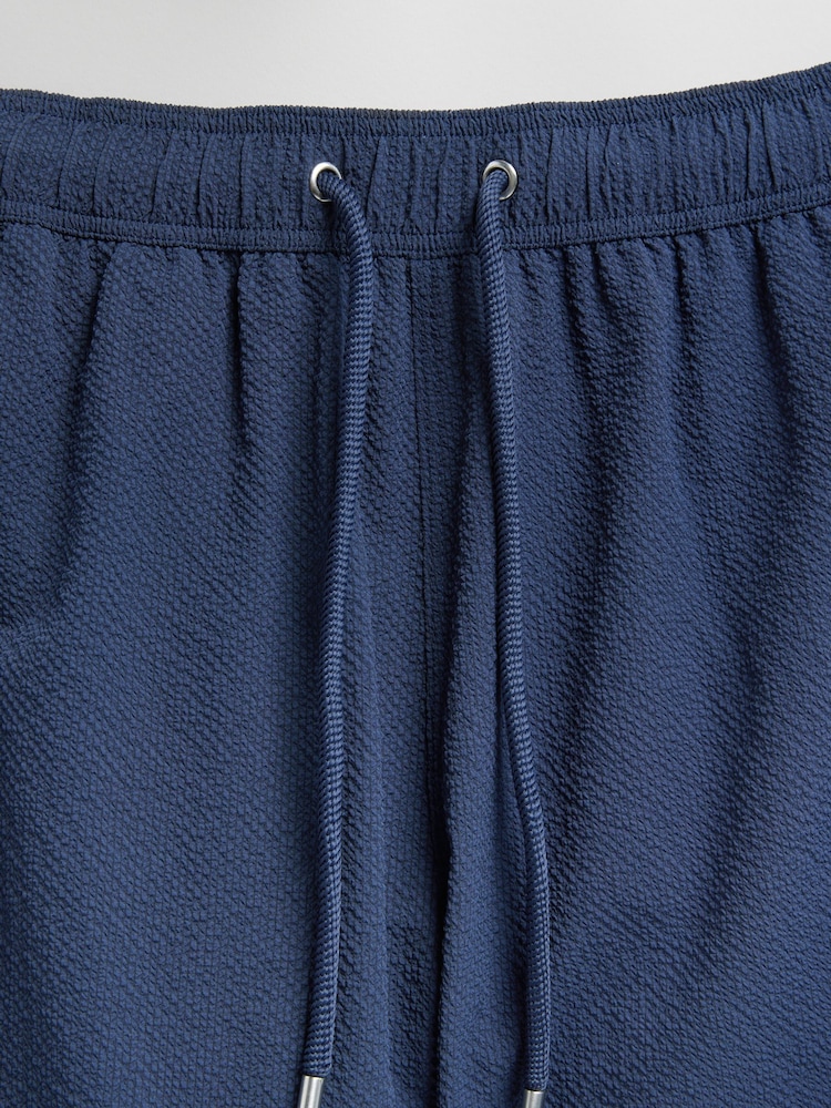 Navy Blue Seersucker Swim Shorts - Image 10 of 12