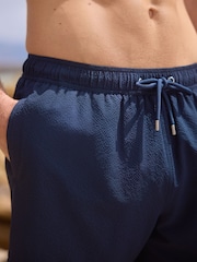 Navy Blue Seersucker Swim Shorts - Image 6 of 12