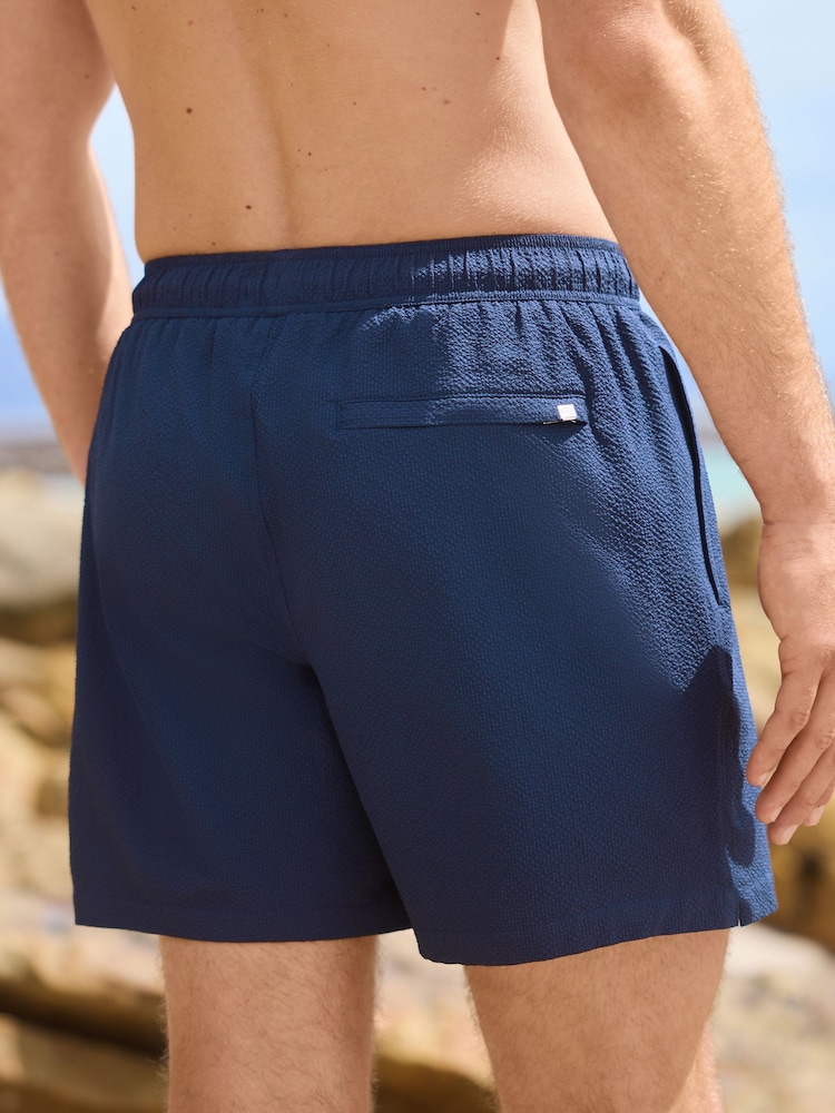 Navy Blue Seersucker Swim Shorts - Image 6 of 12