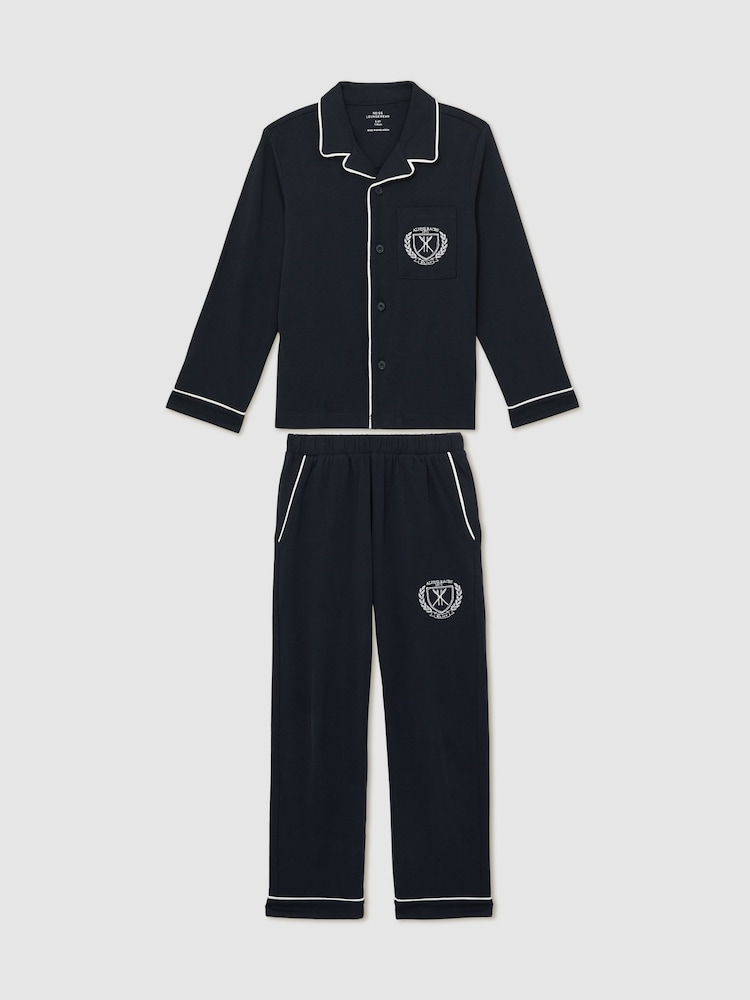 Reiss Navy Clyde Set Alpine Races 100% Cotton Jersey Pyjamas - Image 2 of 5