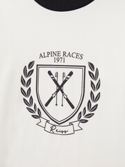 Reiss White/Navy Willow Set Alpine Races 100% Cotton Jersey Pyjamas - Image 4 of 5