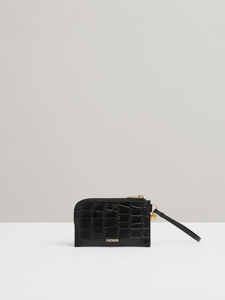 Reiss Black Gloria Leather Coin Purse - Image 1 of 3