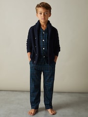Reiss Green/Navy/White Tomba Set 9-13 yrs Brushed-Cotton Check Pyjama Set - Image 3 of 5
