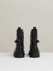 Reiss Black Elena Leather Cleated Ankle Boots - Image 5 of 5