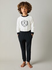 Reiss White/Navy Willow Set Alpine Races 100% Cotton Jersey Pyjamas - Image 1 of 5