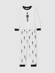 Reiss White Hornton Set 9-13 yrs Brushed-Cotton Nutcracker-Print Pyjama Set - Image 2 of 4