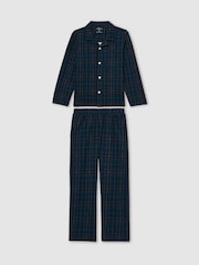 Reiss Green/Navy/White Tomba Set 3-9 yrs Brushed-Cotton Check Pyjama Set - Image 2 of 5