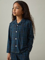 Reiss Green/Navy/White Tomba Set 3-9 yrs Brushed-Cotton Check Pyjama Set - Image 4 of 5