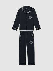 Reiss Navy Clyde Set Alpine Races 100% Cotton Jersey Pyjamas - Image 2 of 5