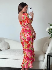 Girl In Mind Pink Heidi Ruched Midi Dress - Image 3 of 4