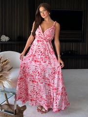 Красный - Girl In Mind Roma Animal Maxi Dress - Image 1 of 4