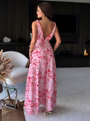 Красный - Girl In Mind Roma Animal Maxi Dress - Image 2 of 4