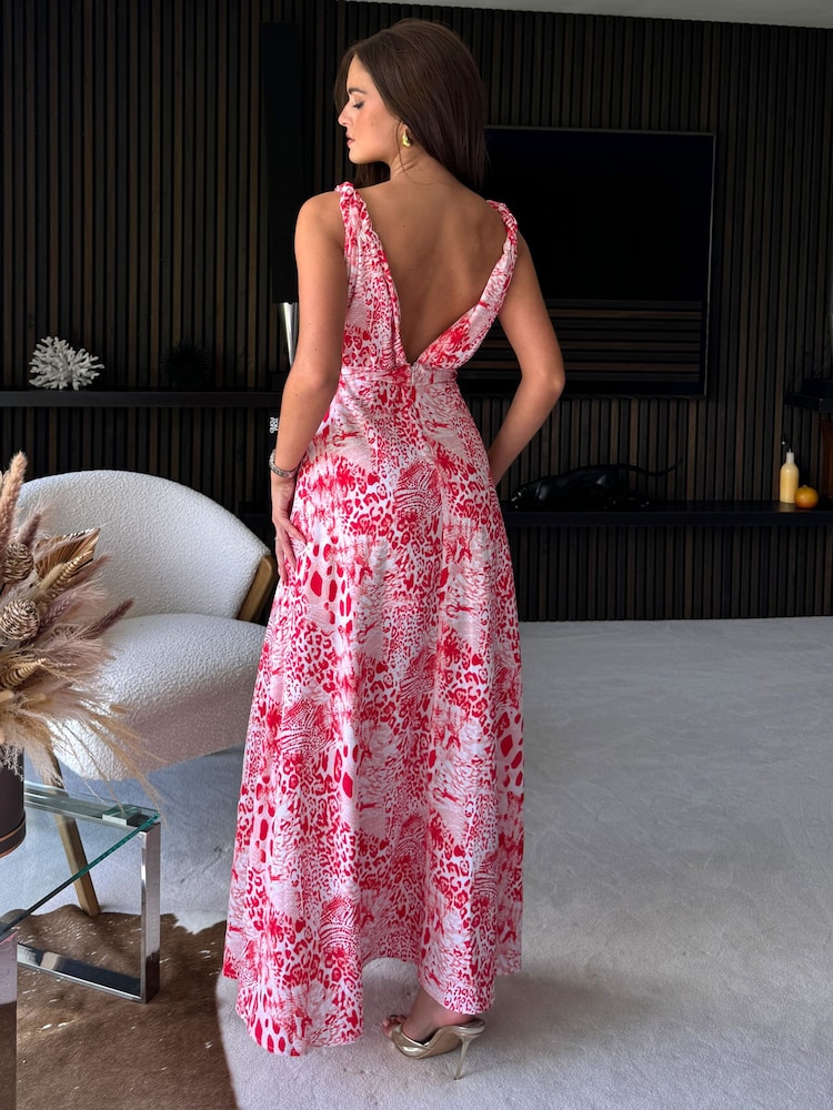 Красный - Girl In Mind Roma Animal Maxi Dress - Image 2 of 4