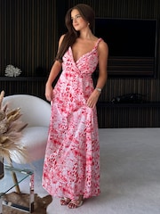 Красный - Girl In Mind Roma Animal Maxi Dress - Image 3 of 4