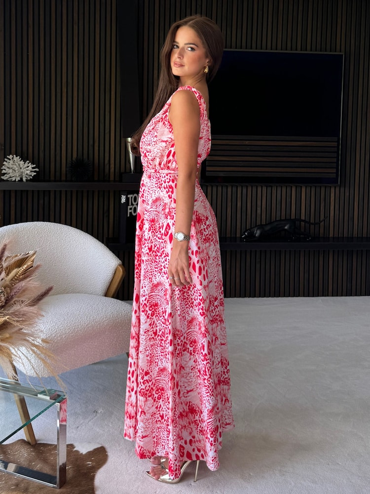 Красный - Girl In Mind Roma Animal Maxi Dress - Image 4 of 4