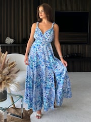 Синий - Girl In Mind Roma Animal Maxi Dress - Image 1 of 4
