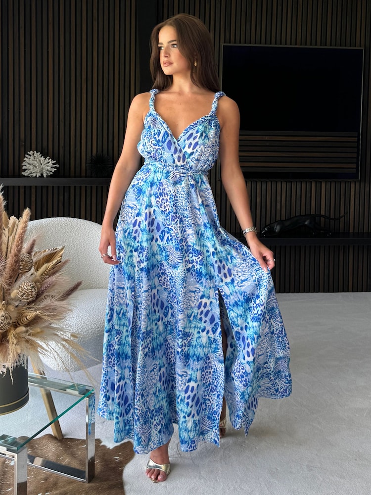 Синий - Girl In Mind Roma Animal Maxi Dress - Image 1 of 4
