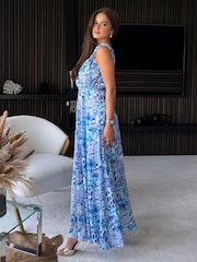 Синий - Girl In Mind Roma Animal Maxi Dress - Image 3 of 4