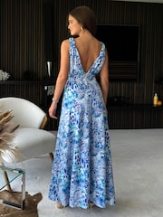 Синий - Girl In Mind Roma Animal Maxi Dress - Image 4 of 4