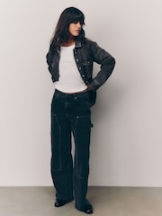 Noir - Jeans Carpenter à jambe large 100% coton - Image 1 de 7